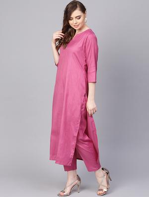 solid kurta with pant & dupatta set - 16237470 - Standard Image - 2