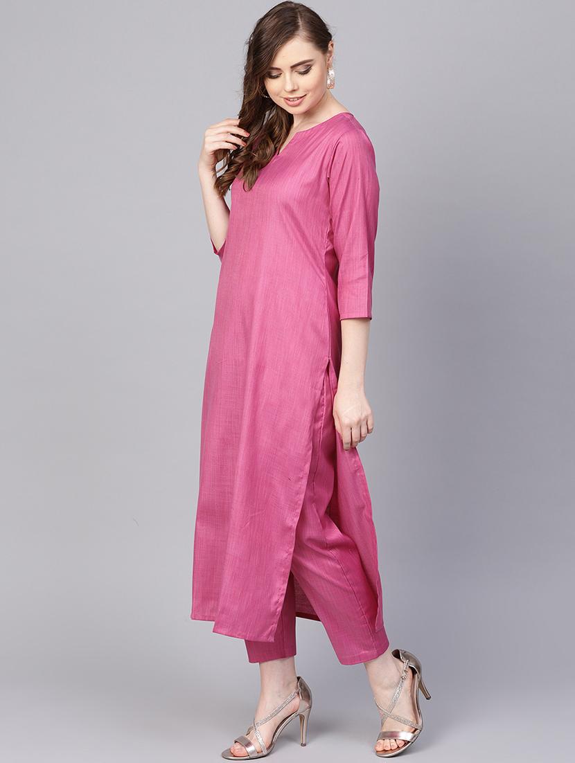 solid kurta with pant & dupatta set - 16237470 - Zoom Image - 2