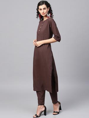 solid kurta pant with printed dupatta set - 16237473 - Standard Image - 2