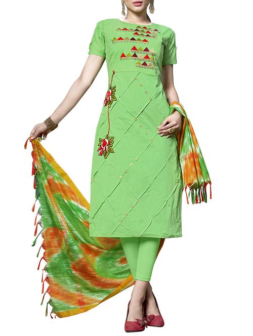 pintucks churidaar unstitched suit - 16237484 - Standard Image - 1