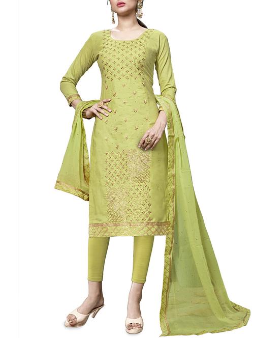 embroidered churidaar suits unstitched suit - 16237486 - Standard Image - 1
