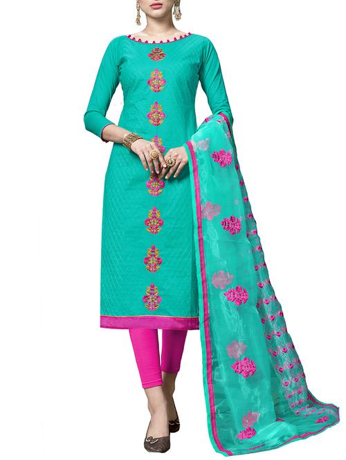 embroidered churidaar suits unstitched suit - 16237488 - Standard Image - 1