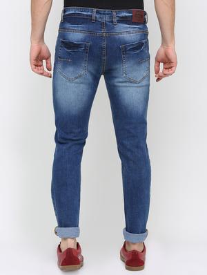 blue cotton blend heavy washed jeans - 16237531 - Standard Image - 3