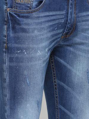 blue cotton blend heavy washed jeans - 16237531 - Standard Image - 4
