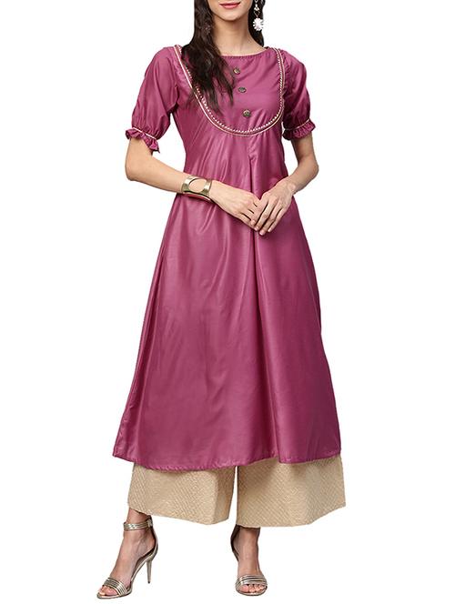 solid a-line kurta - 16237816 - Standard Image - 1