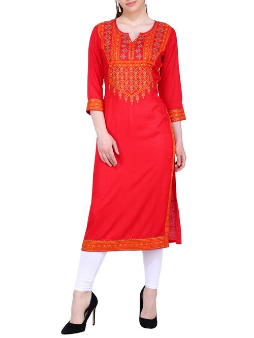 Embroidered straight kurta - 16237902 - Standard Image - 1
