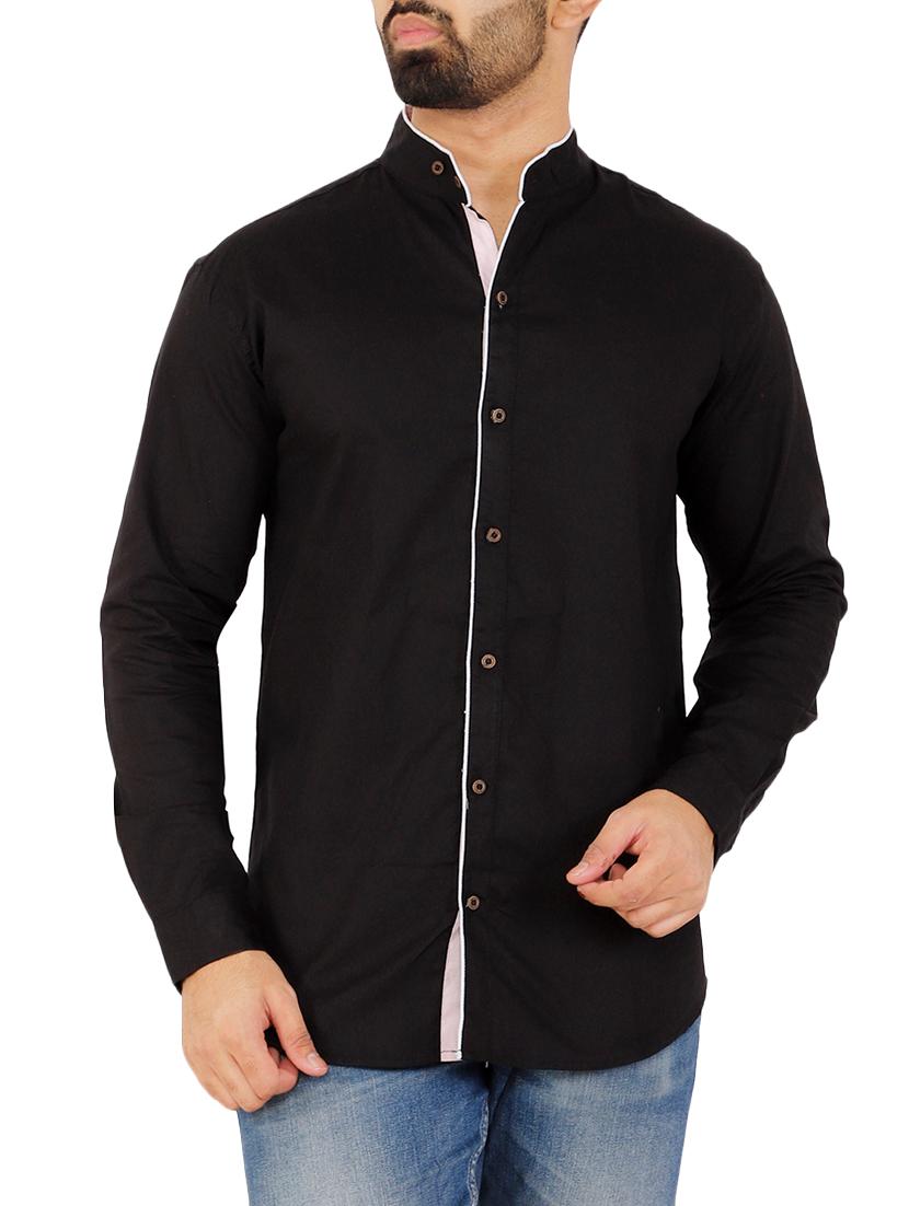 black solid casual shirt - 16238280 - Zoom Image - 1