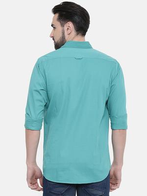 blue solid casual shirt - 16238389 - Standard Image - 3