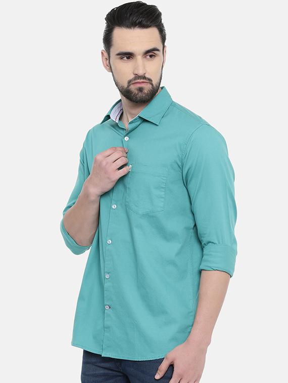 blue solid casual shirt - 16238389 - Zoom Image - 2
