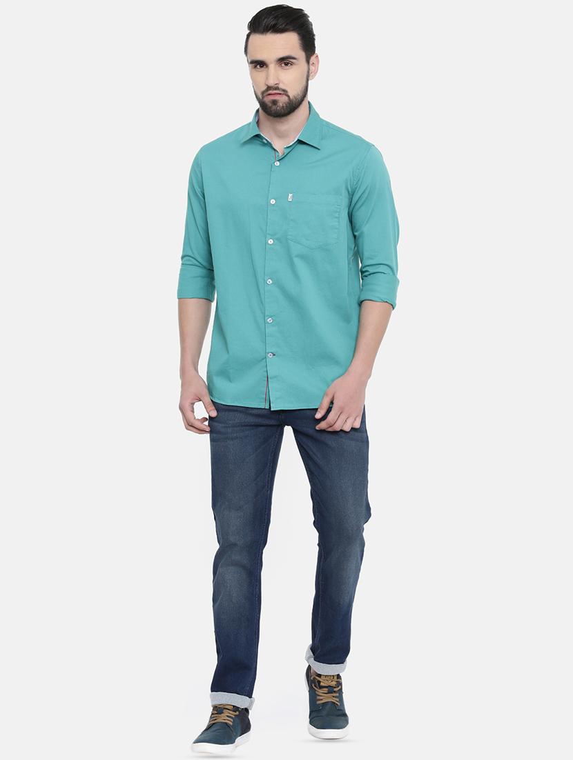 blue solid casual shirt - 16238389 - Zoom Image - 4