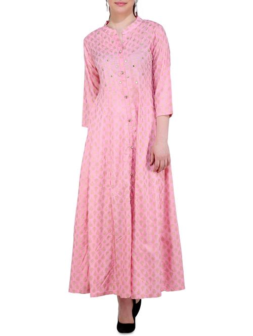 Foil print anarkali kurta - 16239110 - Standard Image - 1