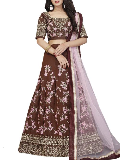 floral embroidered flared lehenga - 16239113 - Standard Image - 1