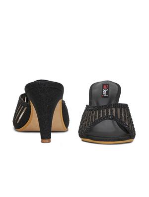 black slip on sandals - 16239569 - Standard Image - 3