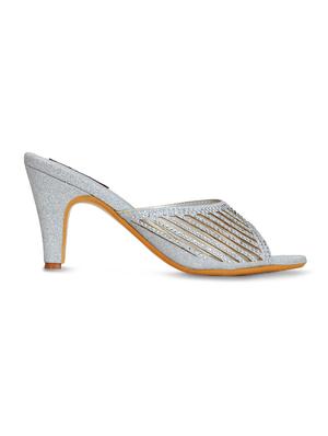 silver slip on sandals - 16239571 - Standard Image - 2