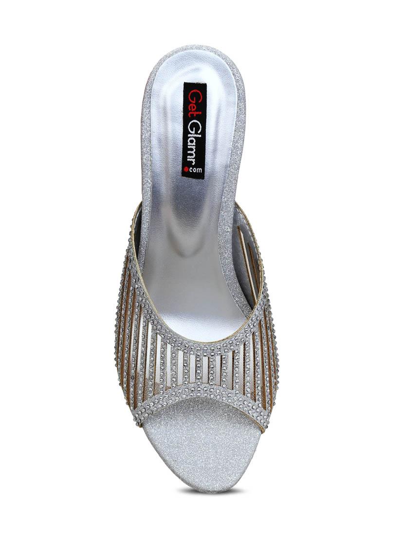 silver slip on sandals - 16239571 - Zoom Image - 4