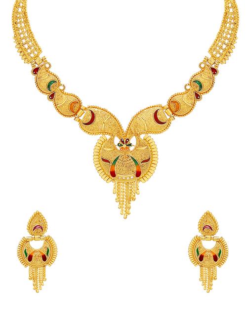 multi colored metal necklaces and earring - 16239666 - Standard Image - 1