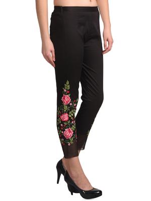 black cotton straight tapered pant - 16239808 - Standard Image - 2
