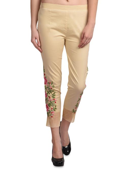 beige cotton straight tapered pant - 16239810 - Standard Image - 1