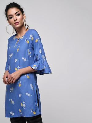 floral printed straight kurti - 16239831 - Standard Image - 3