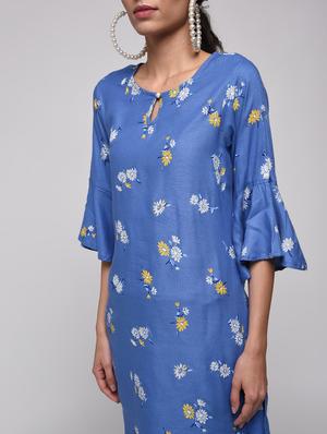floral printed straight kurti - 16239831 - Standard Image - 5