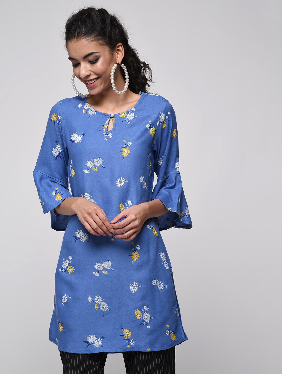 floral printed straight kurti - 16239831 - Zoom Image - 2
