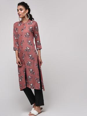 floral printed straight kurta - 16239840 - Standard Image - 2