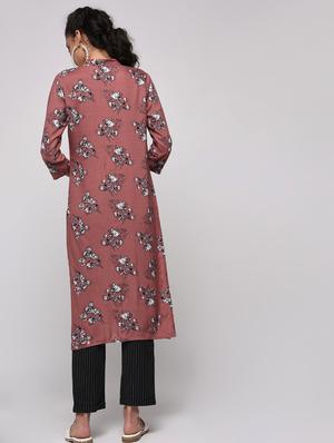 floral printed straight kurta - 16239840 - Standard Image - 3