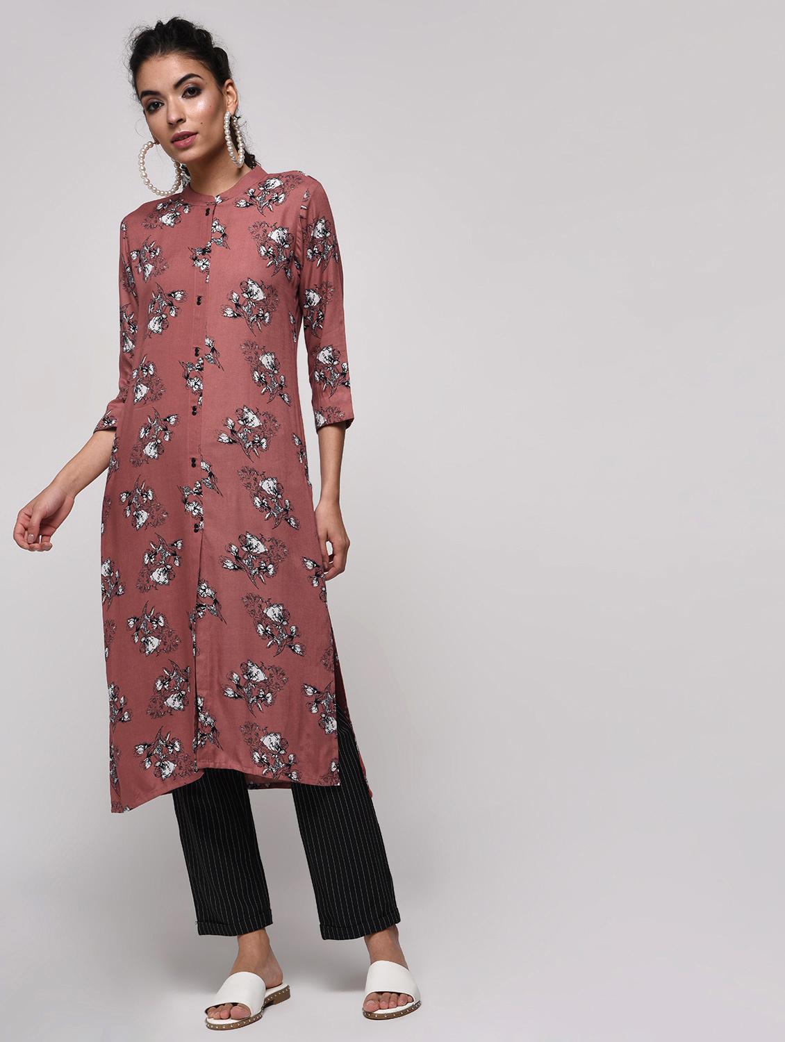floral printed straight kurta - 16239840 - Zoom Image - 1