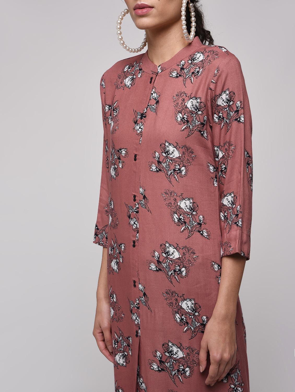 floral printed straight kurta - 16239840 - Zoom Image - 4