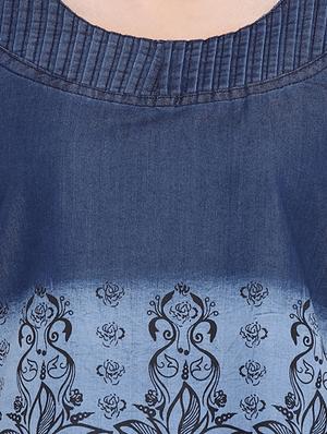 printed denim kurta with jacket - 16239881 - Standard Image - 4