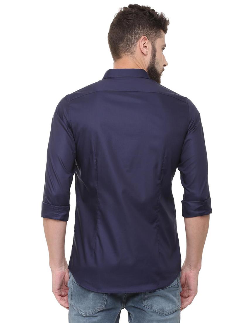navy blue cotton casual shirt - 16240167 - Zoom Image - 2