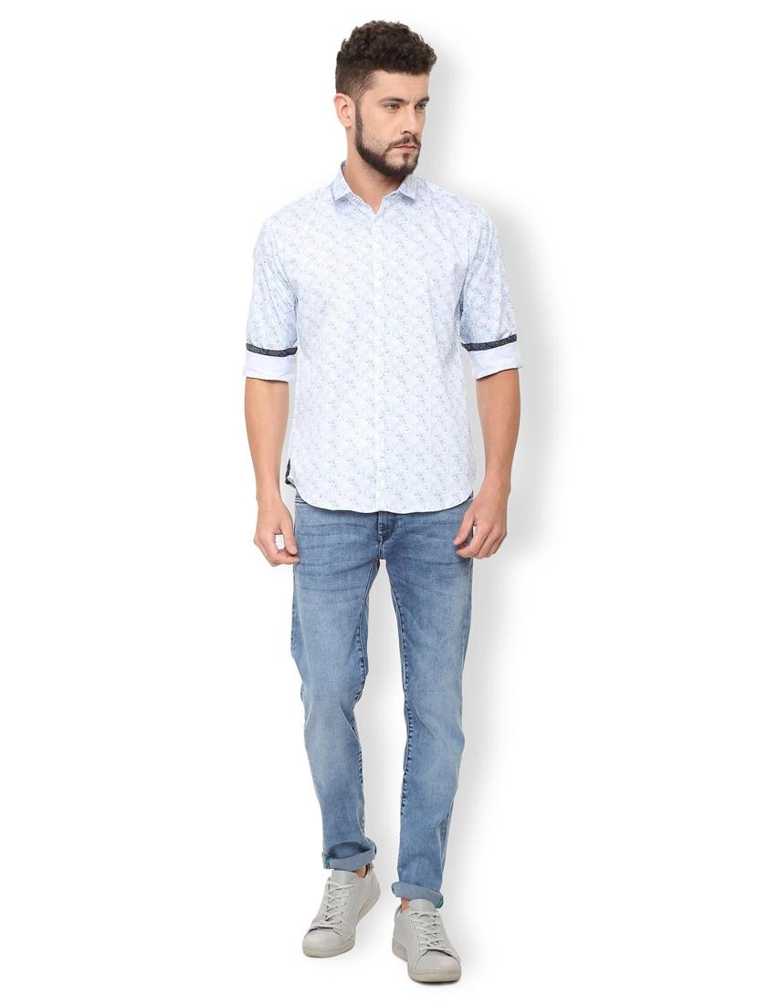 light blue paisley printed casual shirt - 16240204 - Zoom Image - 3