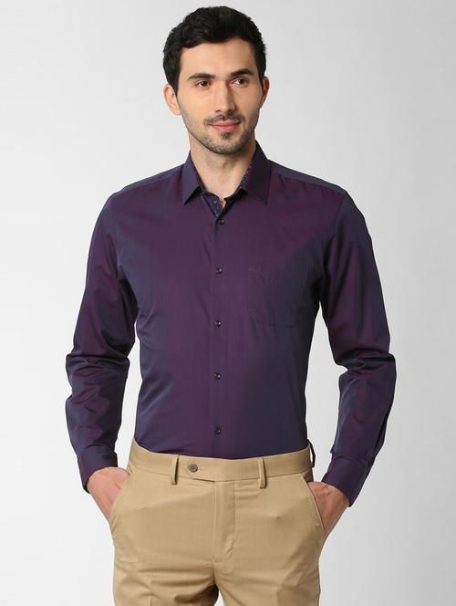 purple solid formal shirt - 16240256 - Very Small Image - 1