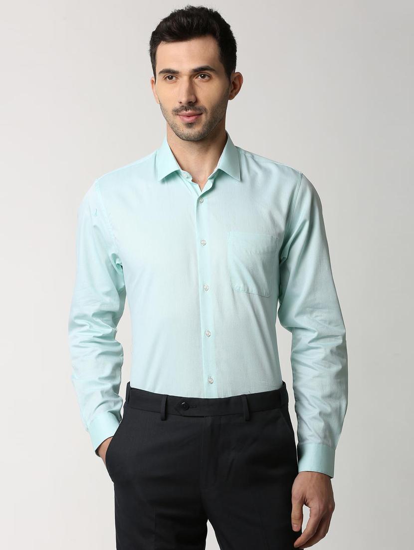 blue cotton formal shirt - 16240301 - Zoom Image - 1