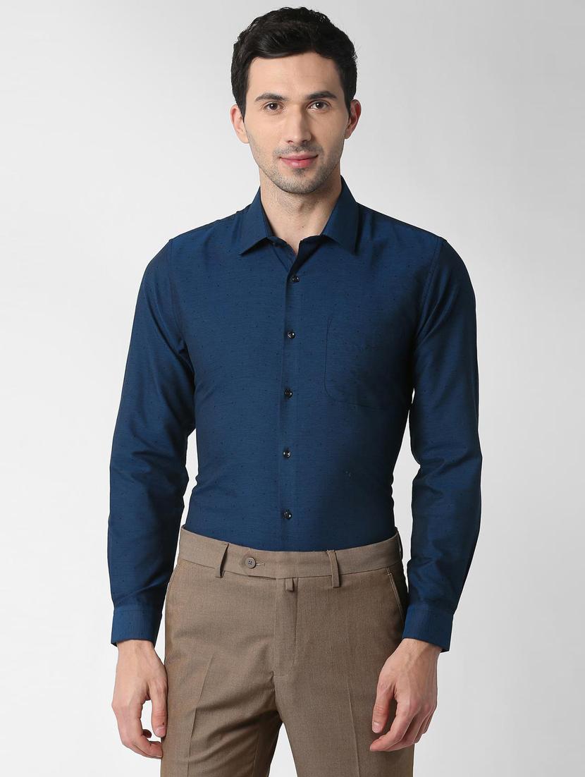 blue self design formal shirt - 16240690 - Zoom Image - 1