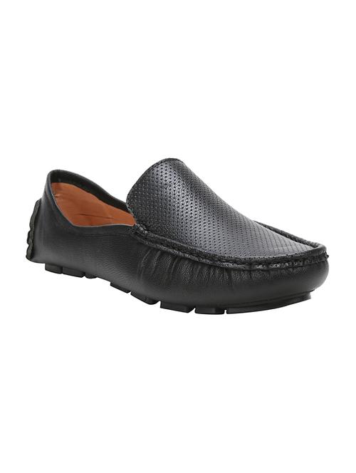 black leatherette slip on loafers - 16240804 - Standard Image - 1