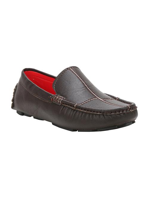 brown leatherette slip on loafers - 16240806 - Standard Image - 1