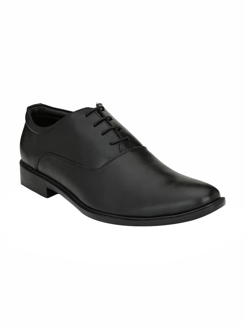black leatherette lace-up oxfords - 16241381 - Zoom Image - 1
