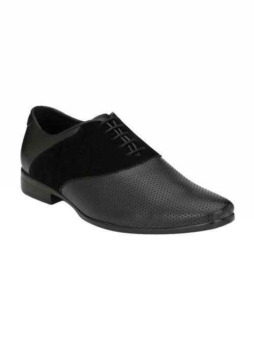 black leatherette lace-up oxfords - 16241382 - Standard Image - 1