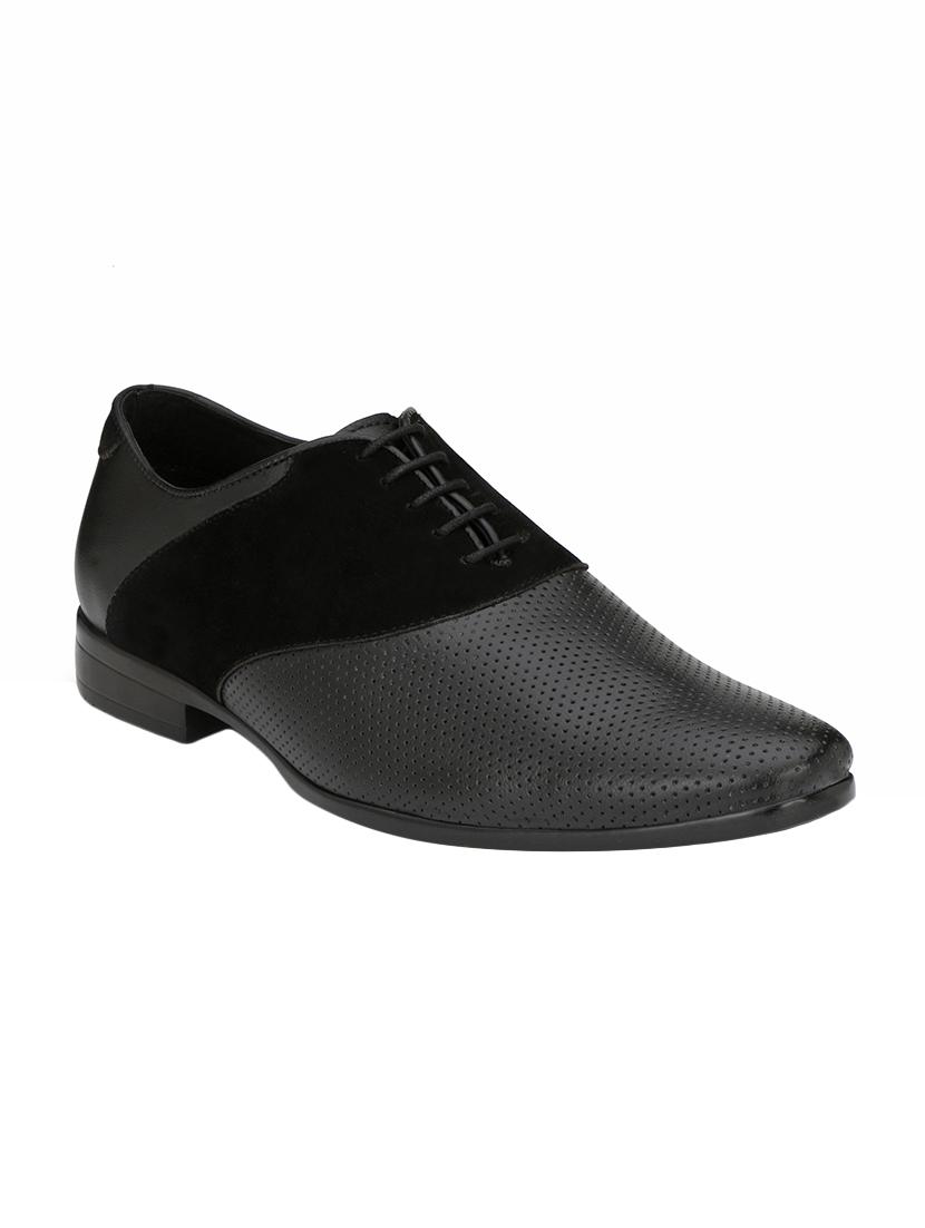 black leatherette lace-up oxfords - 16241382 - Zoom Image - 1