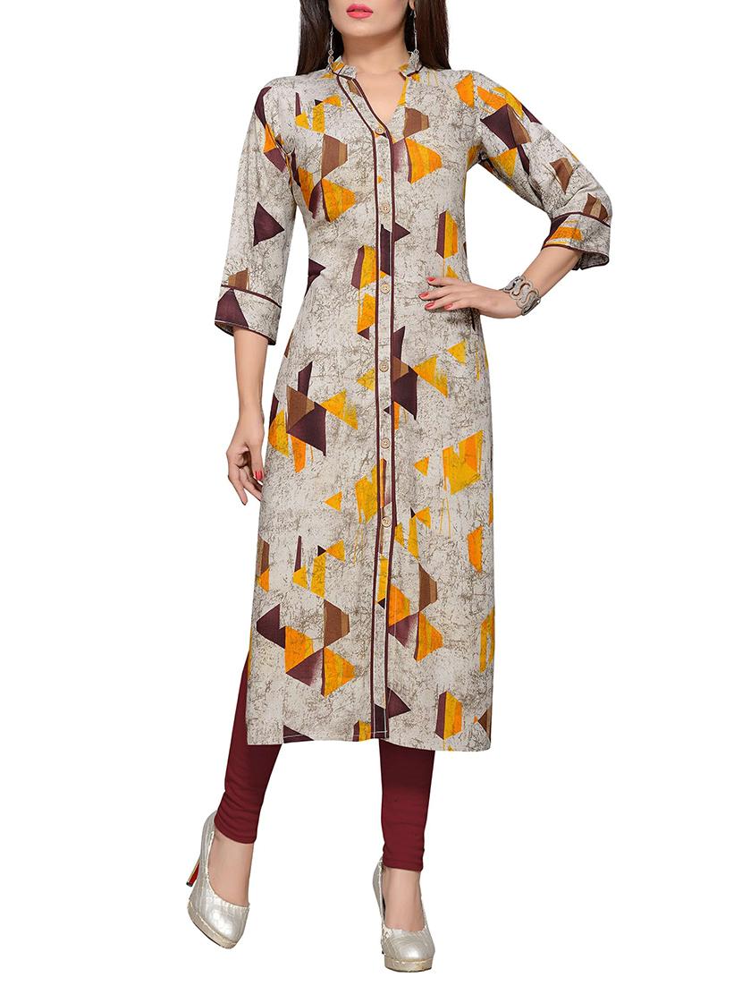 geometrical printed straight kurta - 16241435 - Zoom Image - 1