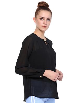 pleat detail keyhole neck top - 16241722 - Standard Image - 2