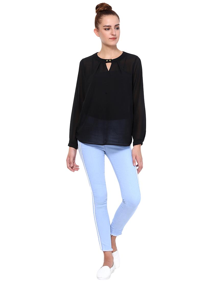 pleat detail keyhole neck top - 16241722 - Zoom Image - 4