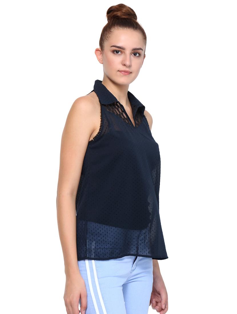 lace panel sheer top - 16241725 - Zoom Image - 2