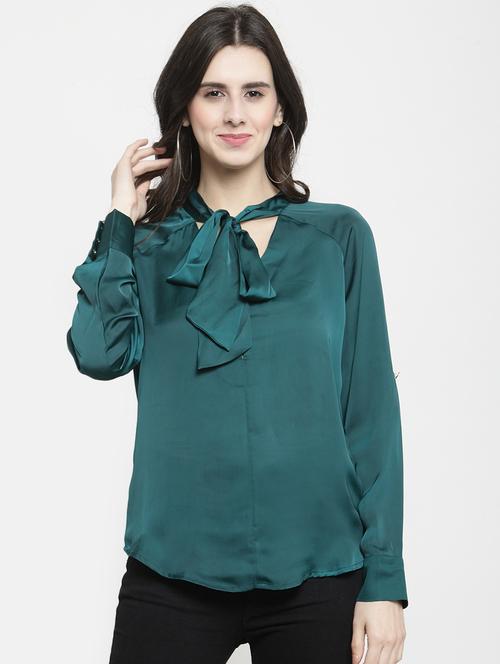 raglan sleeved tie knot neck top - 16241739 - Standard Image - 1