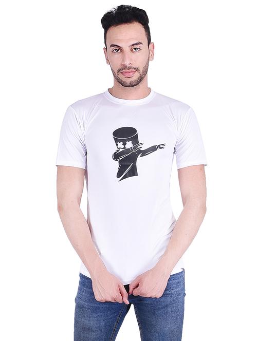 white polyester chest print tshirt - 16241978 - Standard Image - 1