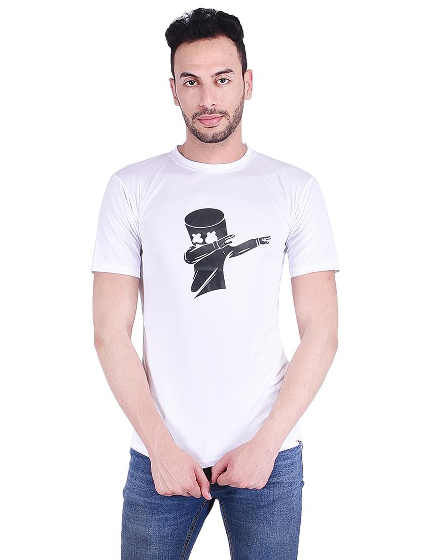 white polyester chest print tshirt - 16241978 - Zoom Image - 1