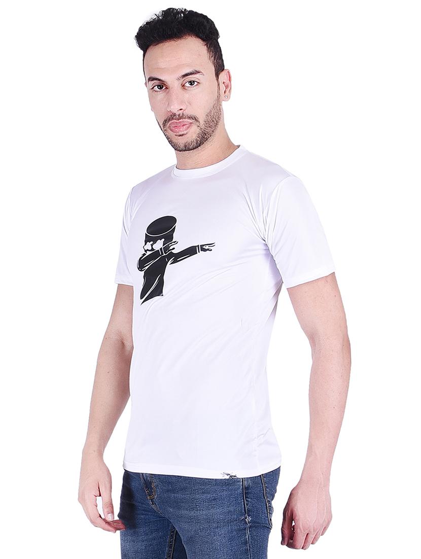 white polyester chest print tshirt - 16241978 - Zoom Image - 2