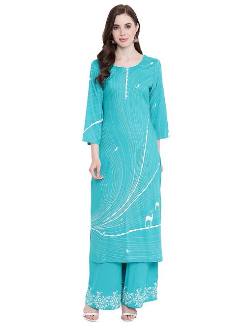 printed kurta with palazzo set - 16242094 - Very Small Image - 1