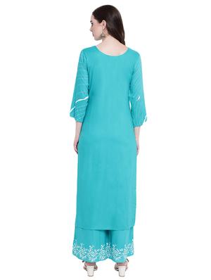 printed kurta with palazzo set - 16242094 - Standard Image - 3